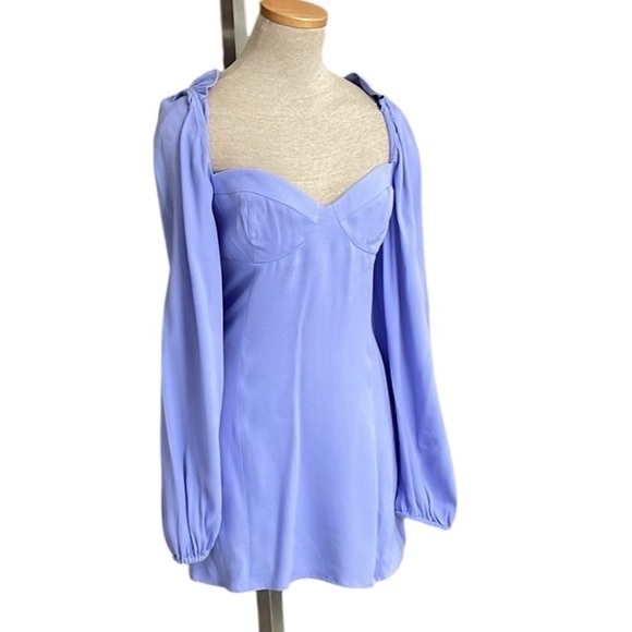 Aritzia Wilfred Boho Mini Dress Purple Balloon Sleeves Size 4 - Picture 1 of 12
